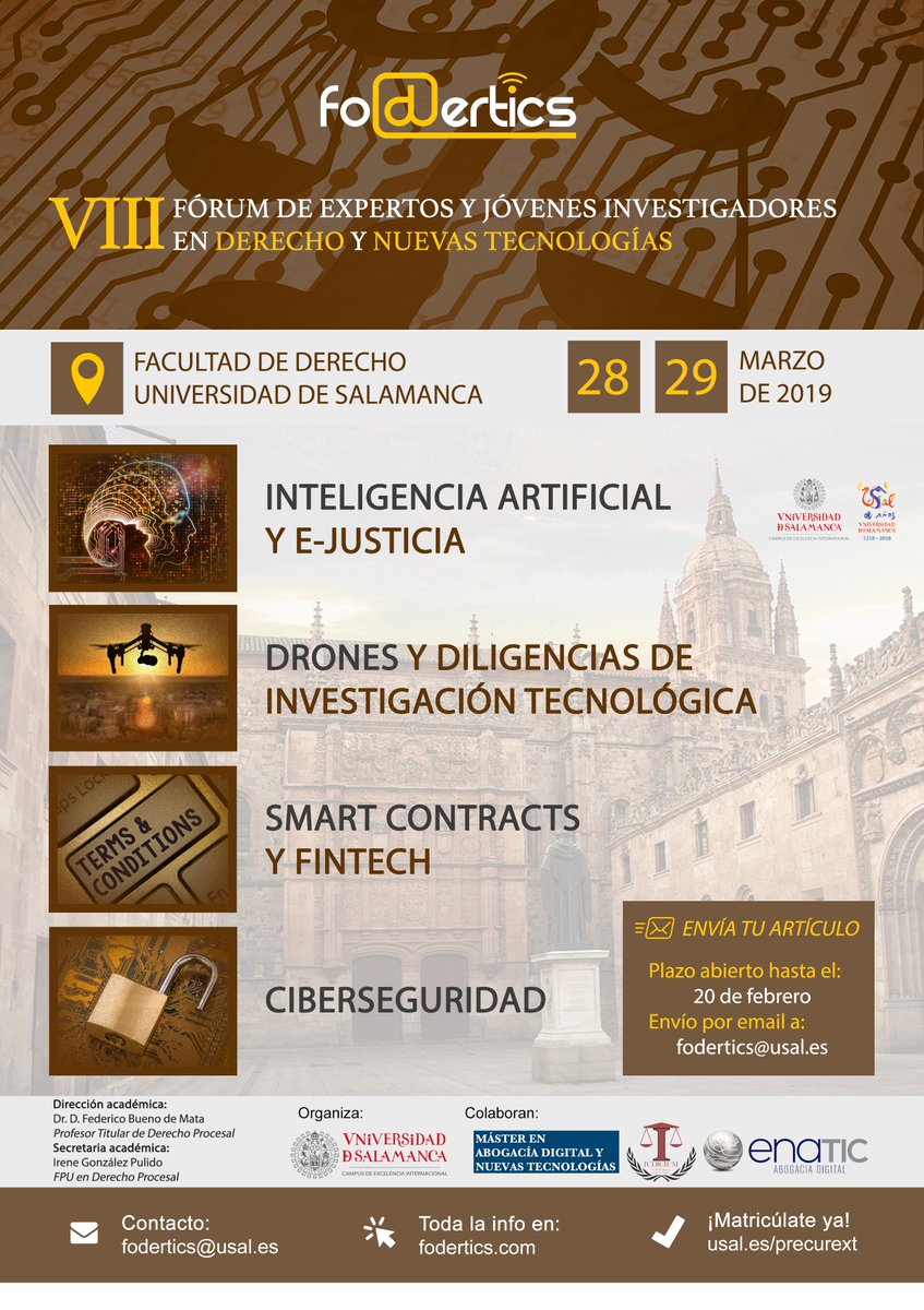 FODERTICS - VIII Forum de Expertos y J&oacute;venes Investigadores en Derecho y Nuevas Tecnolog&iacute;as