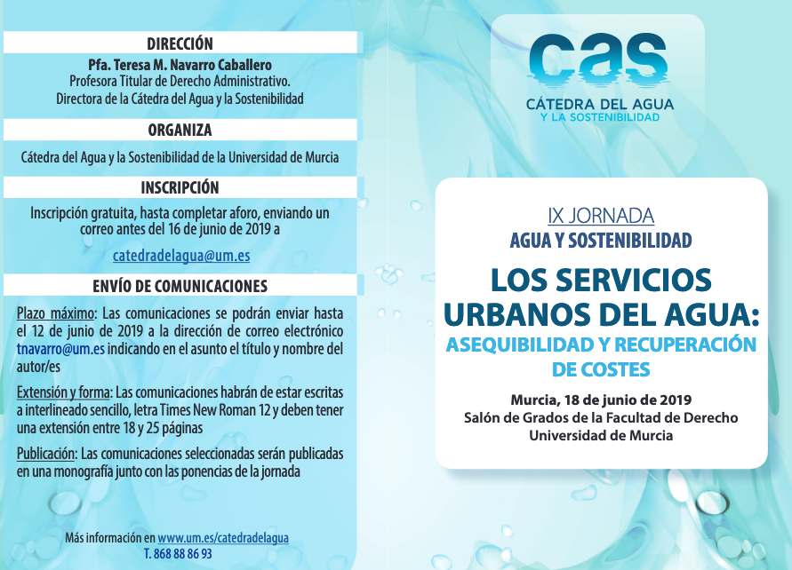 Jornada sobre los servicios urbanos del agua: asequibilidad y recuperaci&oacute;n de cortes